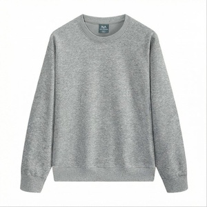 Sweat-shirt à col rond unisexe, coupe classique, gris uni, tricoté, pull décontracté pour l'automne - Product Image 1