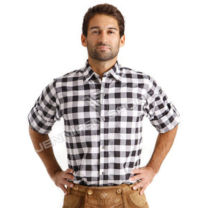 Costume d'Oktoberfest pour adultes, tenue traditionnelle bavaroise pour le festival de la bière allemande, chemise à carreaux noir et blanc 100% coton, costume de fête - Product Image 6