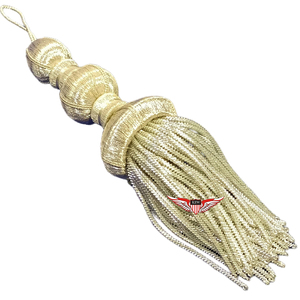 Grande frange à pampilles en fil de canutillo argenté, 18 cm, faite à la main, pour l'église - Product Image 2