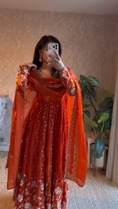 Vestidos Anarkali de Seda Fendy con Bordado de Hilo y Lentejuelas, Ropa Étnica India Moderna para Bodas, Fiestas de Diwali, Vestido Tradicional de Secado Rápido - Product Image 2