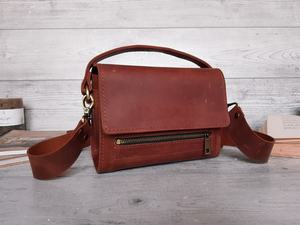 Crossbody Shoulder <b>Bag</b> Cowhide Zipper Closure Durable Lightweight Detachable Shoulder <b>Strap</b> Gift for Women LCS-0032D - Product Image 3