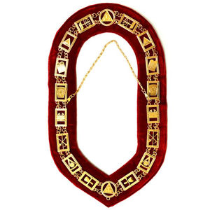 Council Masonic Chain Collar Gold Plated on Velvet Best Quality Regalia Past Master <b>Metal</b> Masonic Chain Collars - Product Image 1