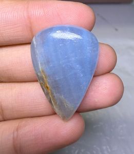 Cabochon de calcite bleue naturelle à bandes, pierre précieuse en vrac, vente en gros, calcite bleue naturelle faite à la main, pierre précieuse en vrac - Product Image 2