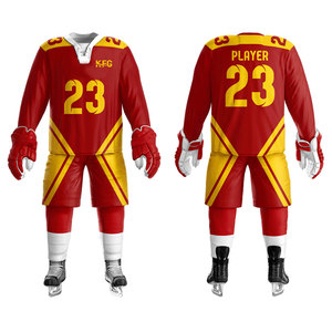 Customizable High Quality Low MOQ Ice Hockey Uniform Featuring Breathable <b>Material</b> Durable Design OEM Service Heat-Transfer - Product Image 1