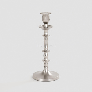 Premium High-Gloss Silver Candle Stand – <b>Lightweight</b> <b>Mirror</b>-Finish Pedestal - Product Image 3