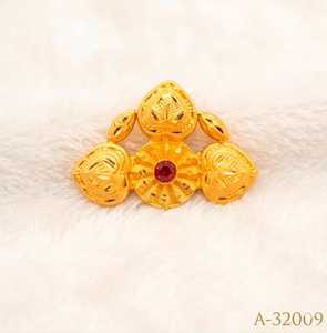 Broche Fleur en Alliage de Zinc Plaqué Or MOLL JEWELLERS avec Zircon Cubique Rouge Taille Marquise et Insertion Sans Fin – Mode Mariage Femme - Product Image 2
