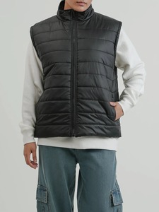 Gilet à capuche unisexe coupe ajustée, style streetwear, avec col montant et logo frontal, en toile – Nouvelle collection très prisée - Product Image 4