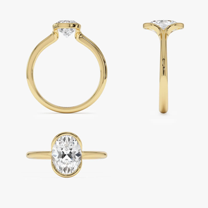 Bague de fiançailles en diamant taille ovale pour femme, or jaune, style classique, bijoux en diamant naturel - Product Image 2