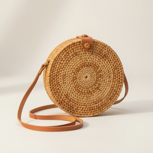 Sac bandoulière en paille tressée à la main pour femme, style bohème, fermeture éclair, sac à main naturel, capacité 2L, fournisseur Vietnamien OEM - Product Image 1