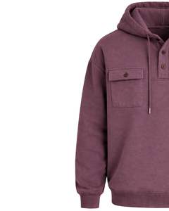 Sudadera con Capucha para Hombre Color Malva Empolvado, con Cierre de Botones, Bolsillos Dobles en el Pecho, Estilo Casual Urbano, Fabricante OEM - Product Image 2