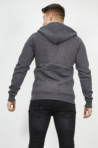 Sudadera con capucha gris para hombre, corte regular, forro polar de algodón, informal, con cremallera, bolsillo frontal, para otoño - Product Image 2