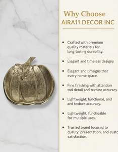 Plateau décoratif en aluminium finition laiton doré en forme de citrouille, idéal pour servir des fruits secs et des bonbons lors de Diwali - Product Image 5