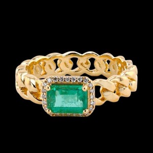 Anillo de Compromiso y Boda con Esmeralda Verde Cultivada en Laboratorio, Oro de 18K, Certificado IGI, Joyería de Lujo para Mujer - Product Image 1