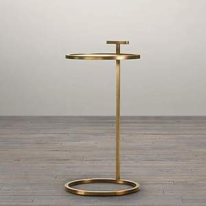 Round <b>Bistro</b> Side <b>Table</b> Gold Tray Metal Side <b>Table</b> Modern Accent <b>Table</b> Decorative End <b>Table</b> Living Room Furniture Side <b>Table</b> - Product Image 3