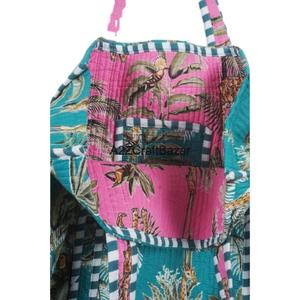 Handmade Cotton Quilted Long Handle Tote Bag Striped Pattern Eco-Friendly Travel Shoulder Bag <b>Large</b> Size Party Storage <b>Gift</b> - Product Image 3
