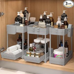 Set di 3 Organizzatori Sottolavello a 2 Livelli, Cassetti Scorrevoli Multiuso per Cucina e Bagno, per Organizzazione di Armadi e Bagni - Product Image 3