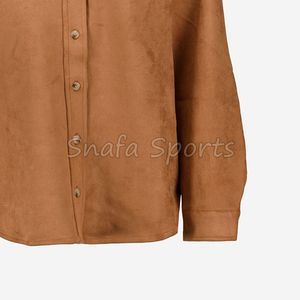 Chaqueta Trucker de Gamuza para Hombre con Logotipo Personalizado, Cierre de Botones, Bolsillos en el Pecho, Estilo Vintage, Ropa Exterior Informal, Camisa de Gamuza - Product Image 4