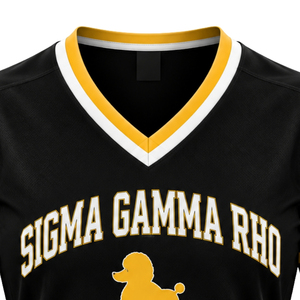 Camiseta de Hockey para Mujer Sigma Gamma Rho, Negra, con Gráfico de Servicio de la Hermandad, Cuello en V, Manga Corta, Uniforme del Equipo de Sororidad Griega - Product Image 6