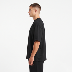 Ensemble tendance surdimensionné bicolore noir, ensembles courts personnalisés, t-shirts en gros pour hommes, ensembles assortis - Product Image 2