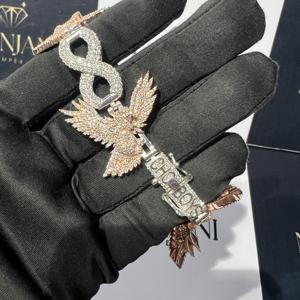 Pulseras de cadena fina chapadas en oro rosa de plata 925 con diamantes IGI certificados estilo hip-hop para hombre - Product Image 4