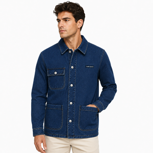 Vintage Men's Dark Blue Denim <b>Jacket</b> Classic Workwear <b>Chore</b> Coat Loose Fit Multi-pocket Casual Jean <b>Jacket</b> for Men Streetwear - Product Image 1
