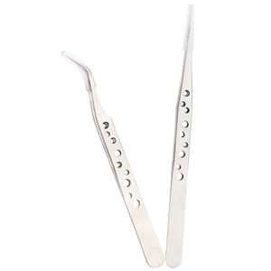 Pinces à cils Vetus de haute qualité à pointe inclinée, logo personnalisé, outils de beauté en gros pour extensions de cils, pinces courbées - Product Image 4