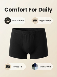 Breathable Organic Cotton Knitted Mid-Rise Men's Boxer Briefs-Adults Underwear Customizable Colors OEM Service Versatile Home - Product Image 4