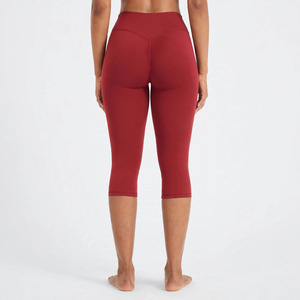 Leggings en tricot pour femmes, taille haute, couleur unie, avec poches latérales, extensibles, respirants, séchage rapide, style sportif, longueur intégrale - Product Image 3