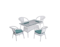 Ensemble de 4 chaises de salle à manger d'extérieur KUGU NIZIP Turquie, de haute qualité, en rotin tressé moderne avec structure en aluminium, pour hôtel