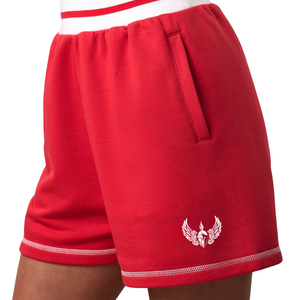 <b>Red</b> Contrast Trim Shorts Women Relaxed Fit Training Shorts Breathable Fitness Activewear Workout Sports Wear - Product Image 6