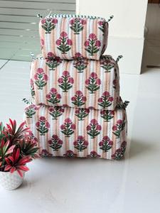 Travel-Friendly Eco-Friendly Cotton Toiletry Bag Large Medium Zipper <b>Cases</b> for <b>Organizer</b> Hand Quilted Cotton Vintage <b>Makeup</b> Bag - Product Image 3