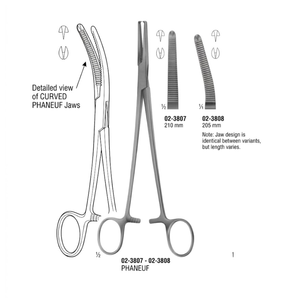 Pinzas de Histerectomía Uterina Phaneuf Curvas de 21 cm |   Mordazas Dentadas Longitudinales Profundas |   Pinza Quirúrgica de Grado Médico de 1x2 Dientes - Product Image 1