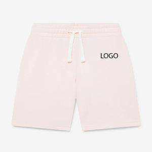 Shorts pour garçons en matière douce, confortable, flexible et respirante, avec taille élastique de couleur unie et design de logo personnalisable - Product Image 1