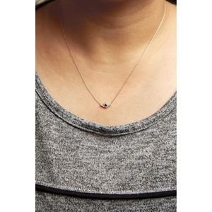 Collana con Pendente Occhio Turco in Oro Giallo 10K, 18 Pollici, con Zaffiro Blu e Accenti di Diamanti, Colore H-I, Purezza I1-I2, Gioielleria Fine - Product Image 4