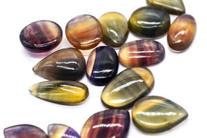 Vente en gros de cabochons en fluorite naturelle, lot en vrac de cabochons lisses en fluorite multicolore pour la fabrication de bijoux - Product Image 2