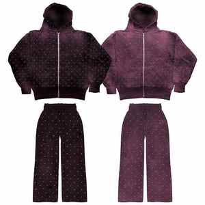 Ensemble de survêtement à capuche à motif de points, sweat-shirt zippé et pantalon de survêtement à taille élastique, tenue décontractée d'automne - Product Image 4