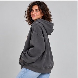 Custom Made Logo Heavyweight <b>Oversized</b> Hoodie Women <b>Vintage</b> Washed Cotton Streetwear Pullover <b>Sweatshirt</b> - Product Image 2