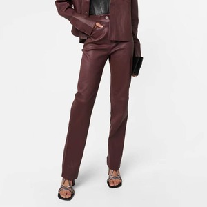 Pantalon en cuir véritable pour femme, taille mi-haute, en PU, hiver, faible MOQ, vente chaude, haute qualité, confortable, prix raisonnable - Product Image 4