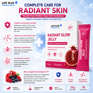 Complément Alimentaire Beauté Vitamines Éclat Radieux en Gelée Saveur Framboise Grenade 15g par Sachet Boîte de 10 Sachets - Product Image 4