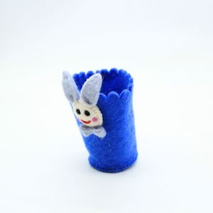 Blue Felt Bunny Face Pen <b>Holder</b> With <b>Makeup</b> Brushes Storage For Desk Organization - Product Image 4