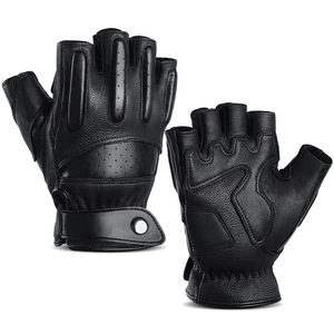 Guantes de Carreras de Medio Dedo de Cuero con Correa Ajustable para la Muñeca, Diseño Antideslizante Unisex para Actividades al Aire Libre - Product Image 1