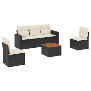 Ensemble de canapé de jardin modulaire en rotin PE noir, 6 pièces - Product Image 2
