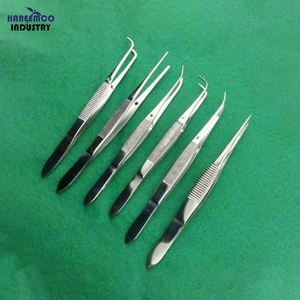 6 piezas de pinzas manuales IRIS EYE DRESSING con dientes serrados y de 1x2 dientes, plateadas, 4'' STR CVD FULL CVD - Product Image 1