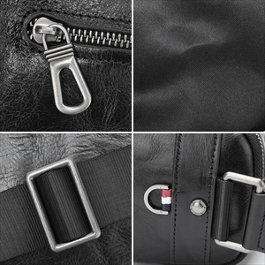 Sac messager classique en toile noire, sangle réglable, fermeture à boucle, unisexe, utilisation au bureau, toutes saisons, couleur unie - Product Image 5