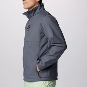 Chaqueta de Forro Polar Gris para Hombre, Cuello Alto, Cierre de Cremallera, Resistente al Viento, Informal, para Otoño, Corte Regular, Color Sólido, Material de Poliéster - Product Image 4