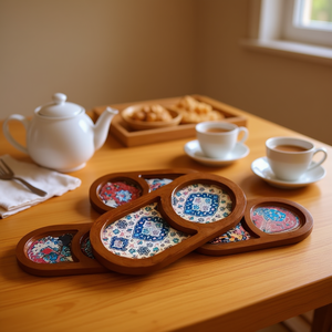 Premium Wooden Breakfast Serving Tray Printed for Tea Coffee & Snacks <b>Kitchen</b> Dining Decorative Home Tray - Product Image 3