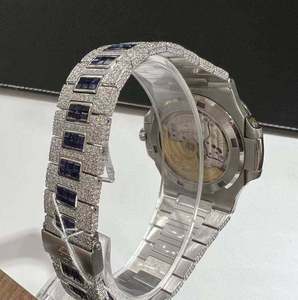 Reloj Mecánico Automático de Lujo para Hombre con Esfera Cuadrada, Moissanita VVS y Acero Inoxidable con Engaste de Canal Baguette - Product Image 5