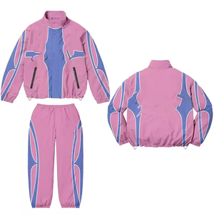 Men Waterproof Windbreaker Tracksuit Set Reflective <b>Jacket</b> Cargo Pants Streetwear Tech wear Custom OEM Bulk - Product Image 5