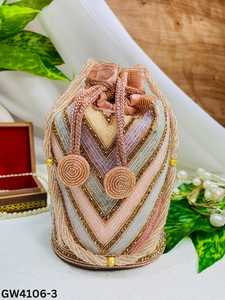 Nouvel Arrivage Magnifique Pochette Traditionnelle Potli pour Femme, Faite à la Main, avec Impression en Relief Multicolore et Broderie Zardozi, pour Mariage et Soirée - Product Image 5