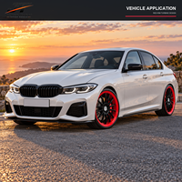 Jantes forgées multi-rayons noir brillant + liseré rouge concave 18-22 pouces 5x108 5x112 5x120 6061-T6 pour BMW Audi Mercedes-Benz